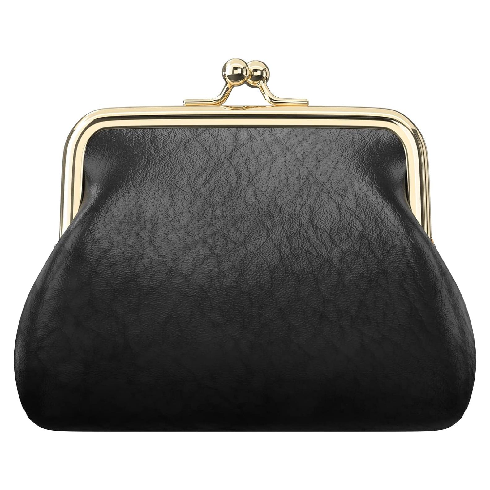 Monedero de Cuero PU Nipichsha Negro Compacto 13.5x11.4cm