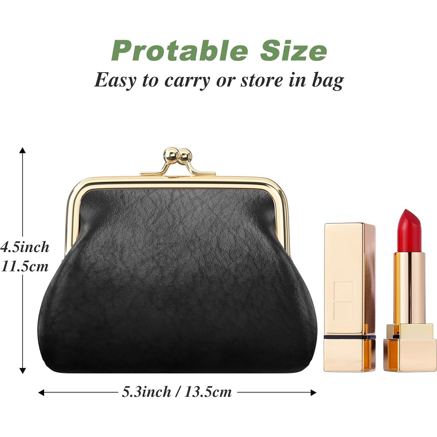 Monedero de Cuero PU Nipichsha Negro Compacto 13.5x11.4cm