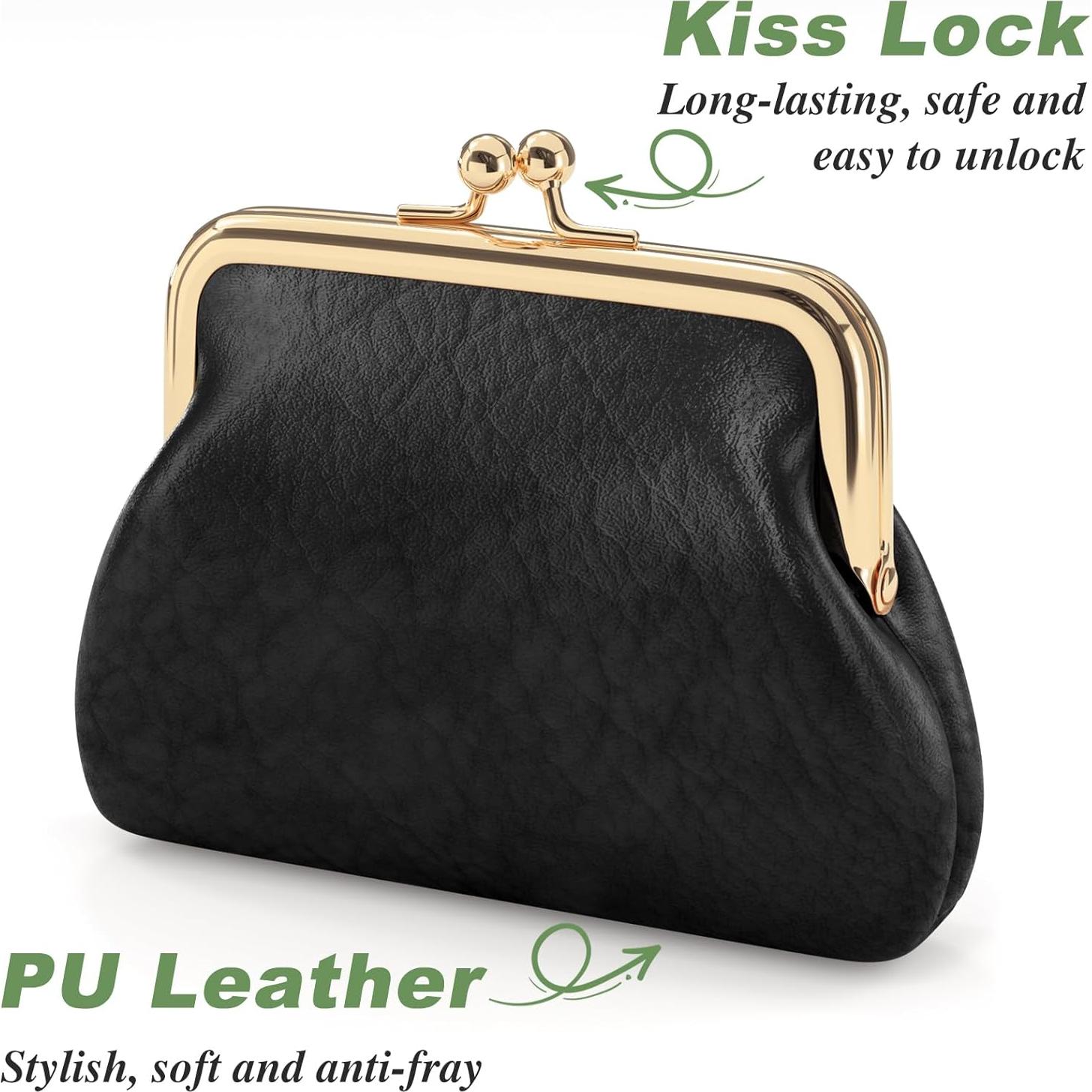 Monedero de Cuero PU Nipichsha Negro Compacto 13.5x11.4cm