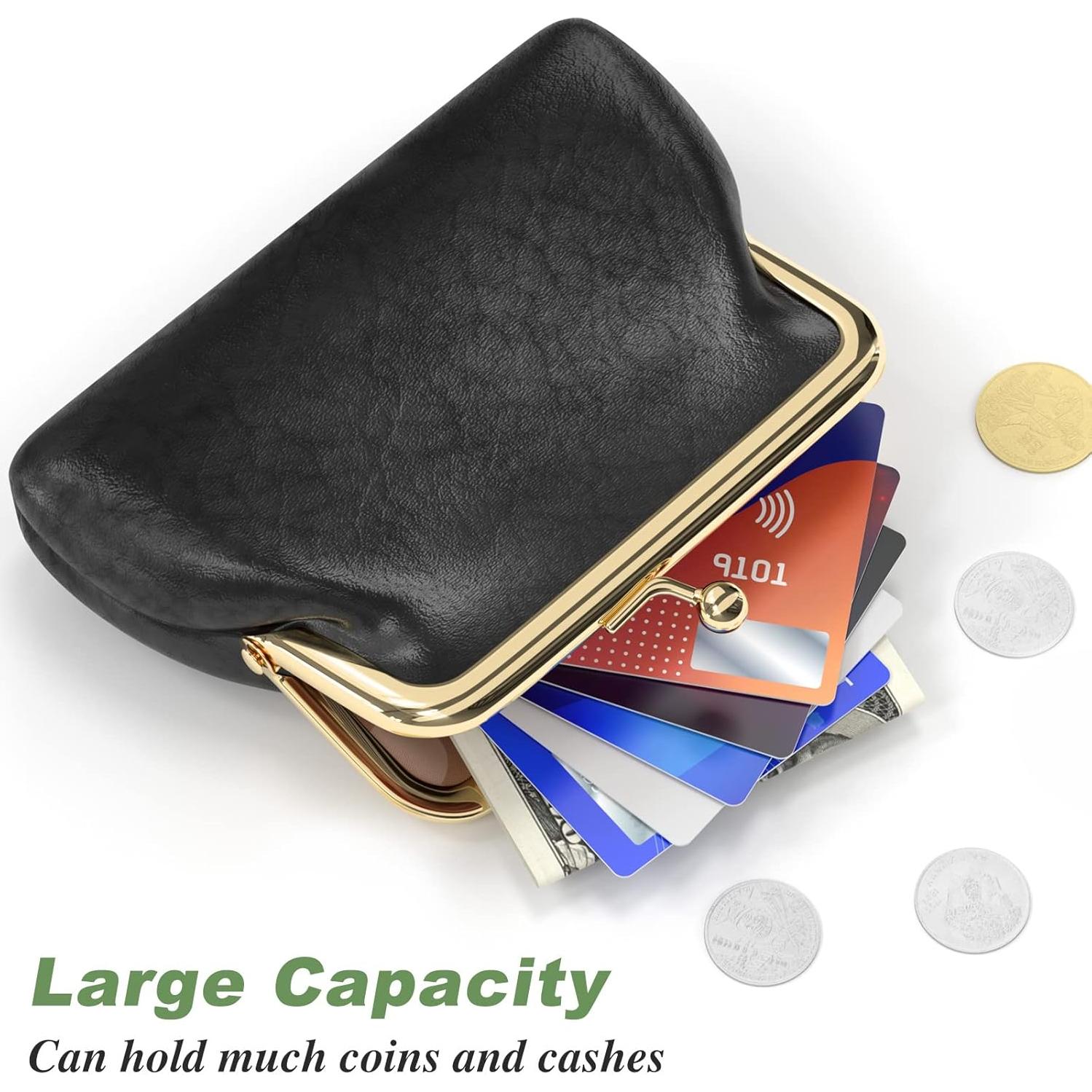 Monedero de Cuero PU Nipichsha Negro Compacto 13.5x11.4cm