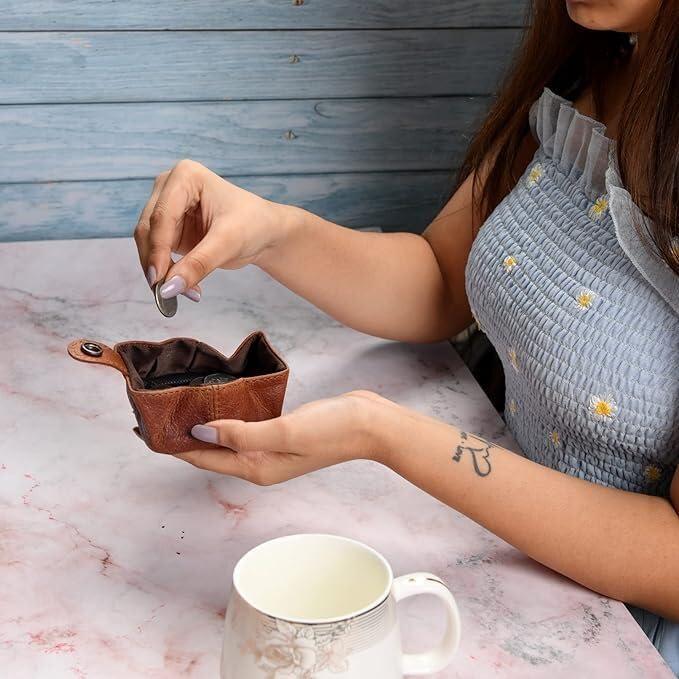 Monedero de Cuero Jajmo Legacy Compacto 7.62x7.62cm Marrón