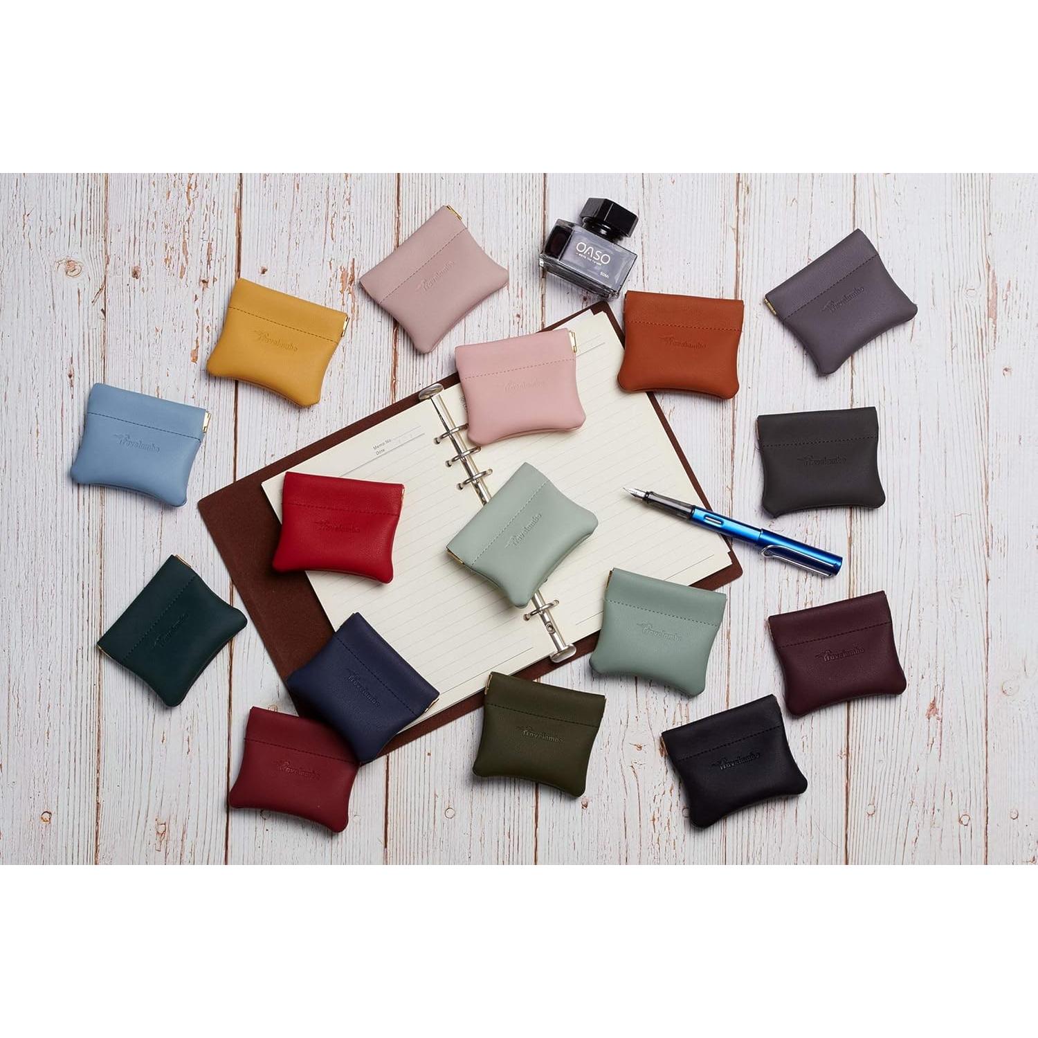 Billetera de Monedas de Cuero Travelambo 2 Pcs Compacta