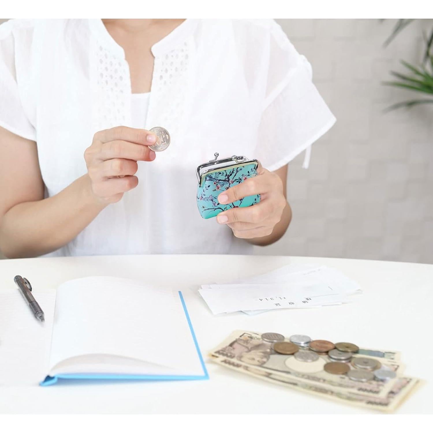 Monedero de Cuero Sintético FuninCrea Floral Doble Cierre