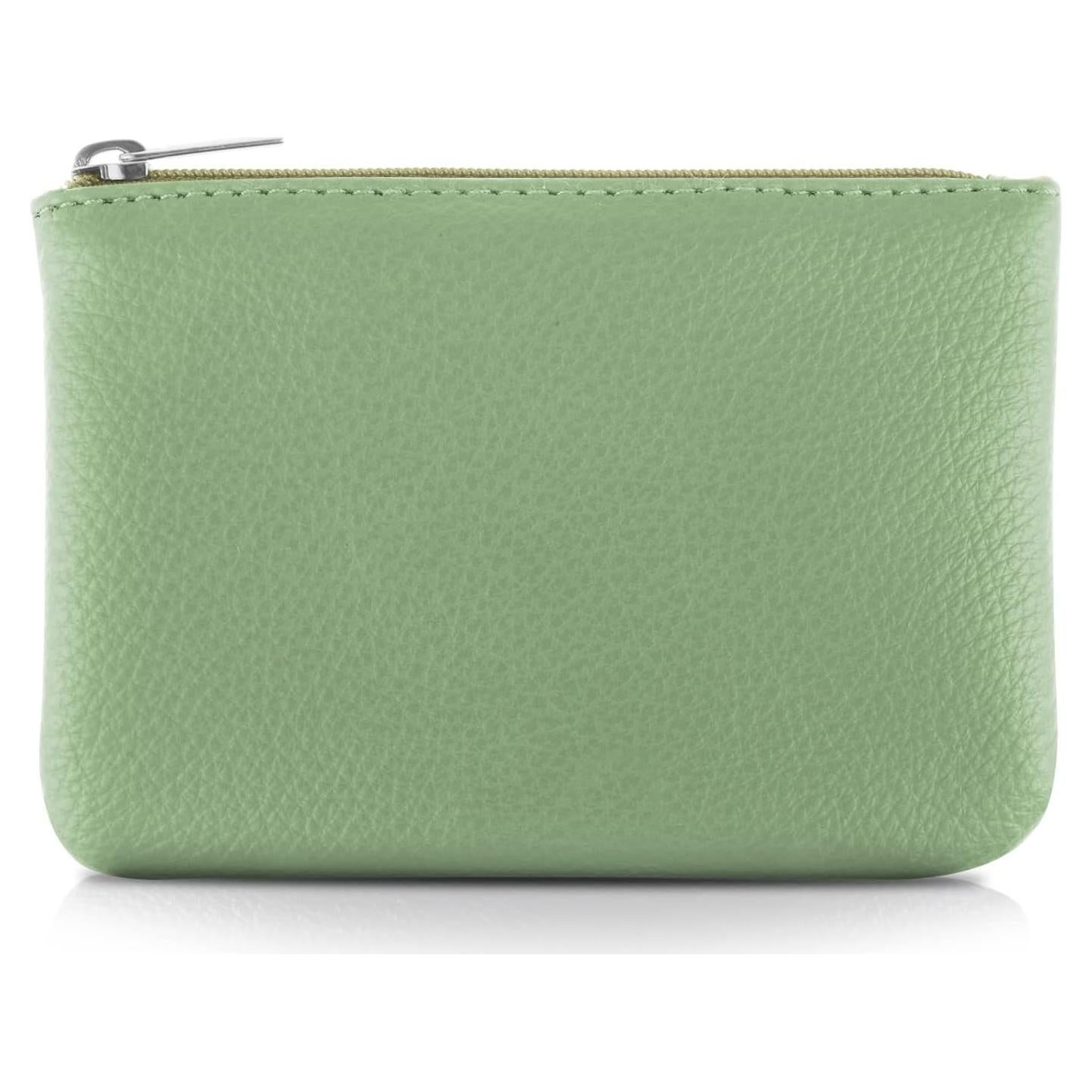 Monedero Portátil PU Verde con Cremallera para Mujeres