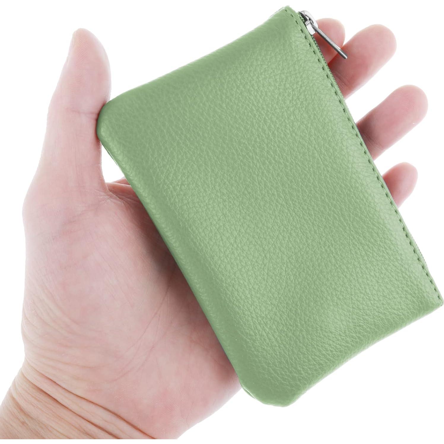 Monedero Portátil PU Verde con Cremallera para Mujeres