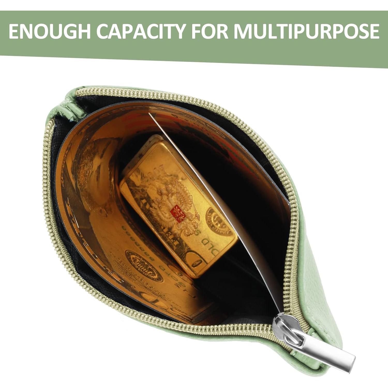 Monedero Portátil PU Verde con Cremallera para Mujeres