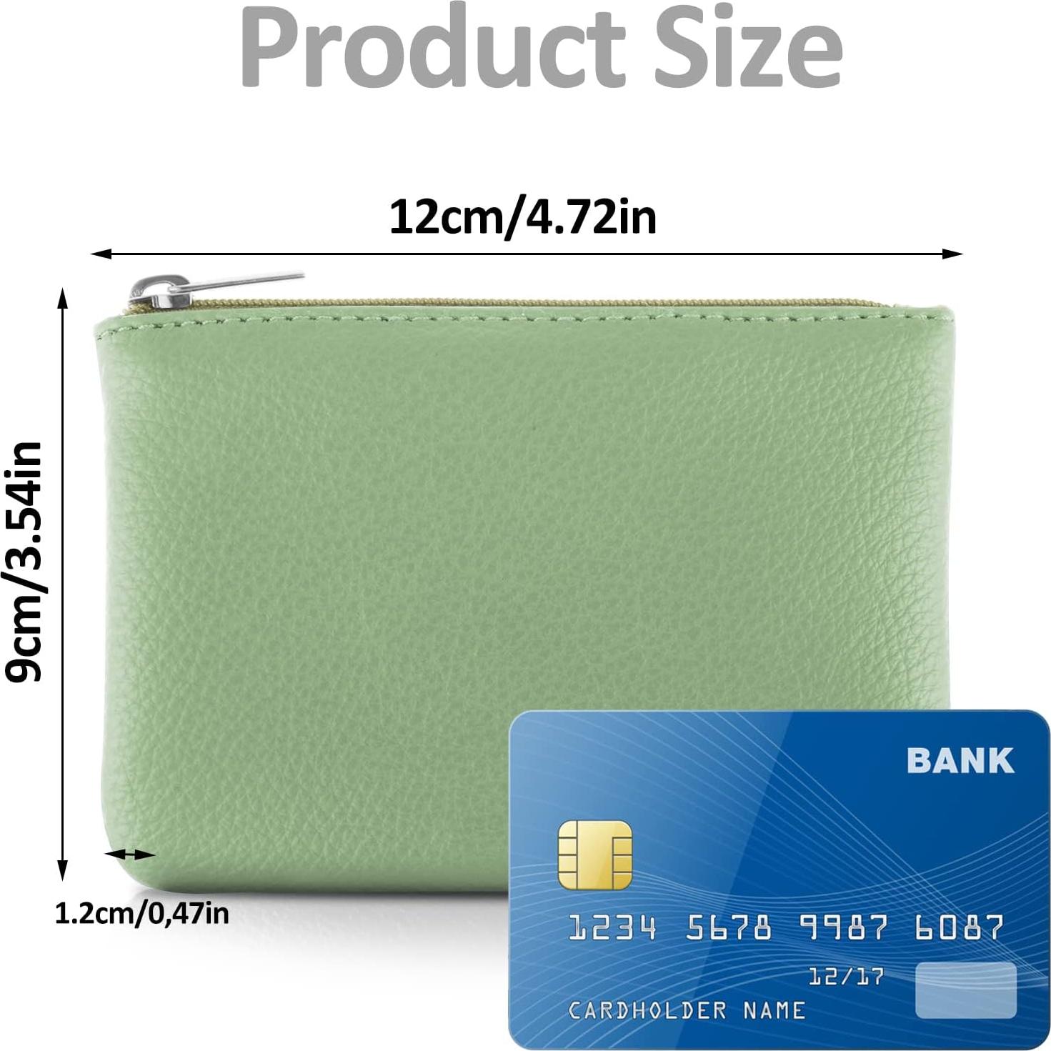 Monedero Portátil PU Verde con Cremallera para Mujeres