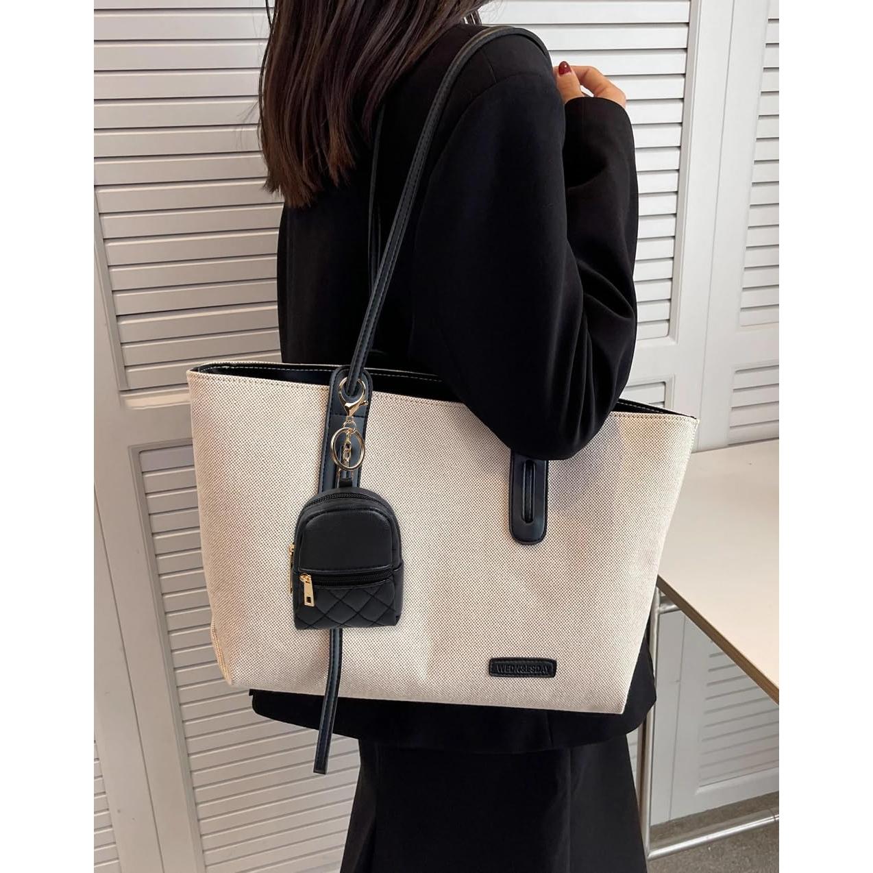 4 Mini Bolsas Cosméticas Llavero PU para Mujeres - Negro, Beige, Rosa, Gris