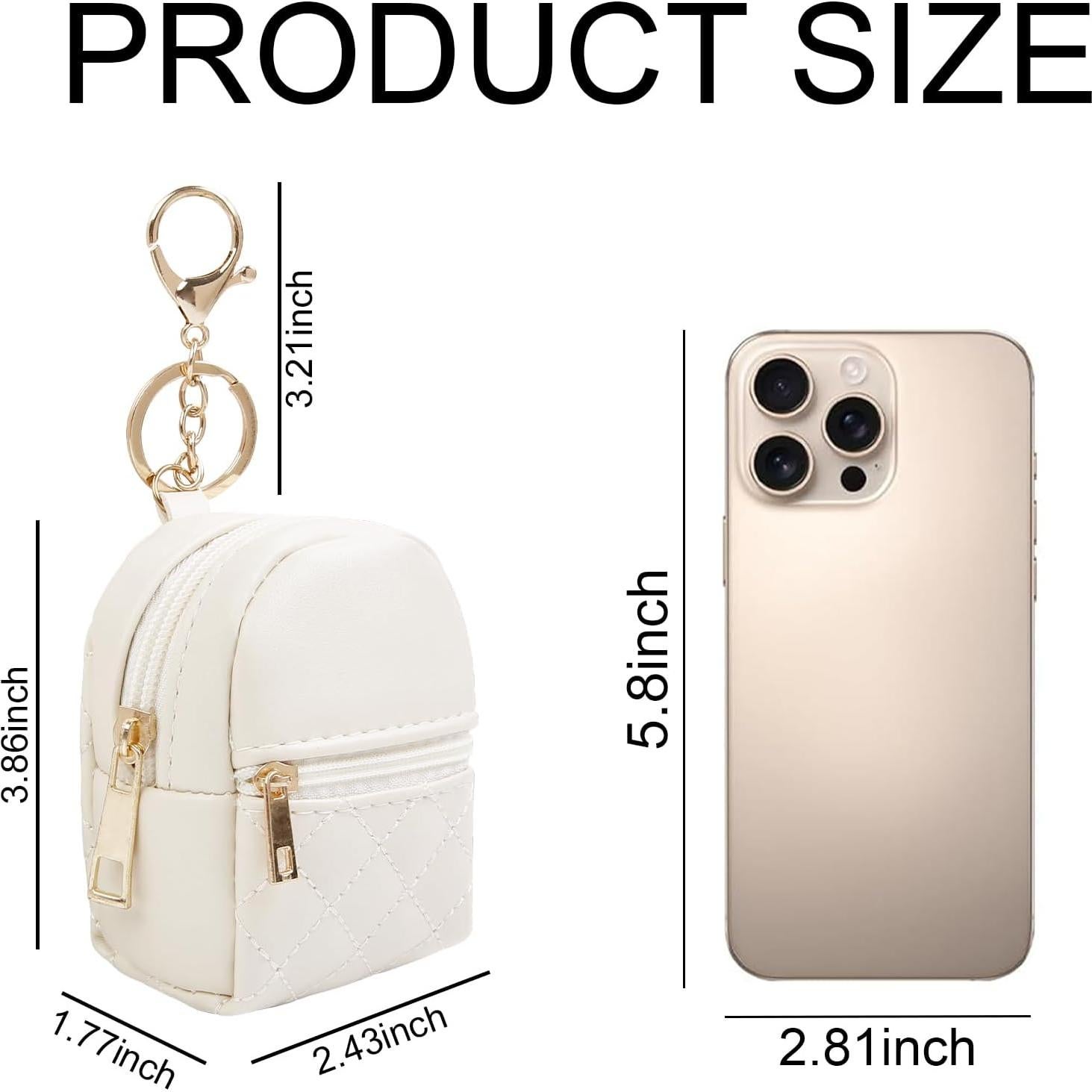 4 Mini Bolsas Cosméticas Llavero PU para Mujeres - Negro, Beige, Rosa, Gris