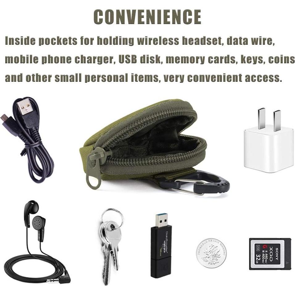 Monedero Táctico con Llavero 900D Oxford 7.5cm Verde 2PCS