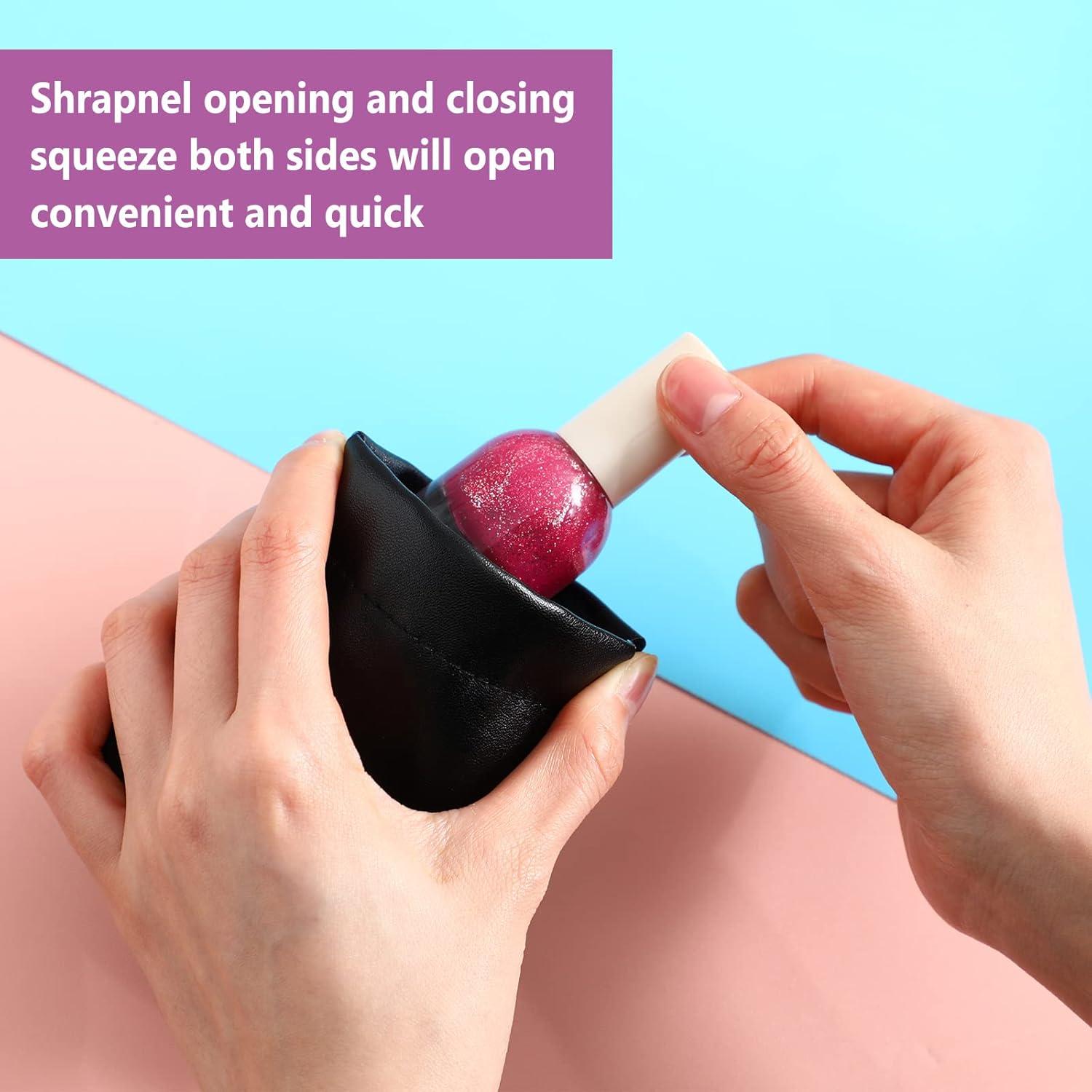 6 Monederos de PU Negros Portátiles Impermeables para Cosméticos