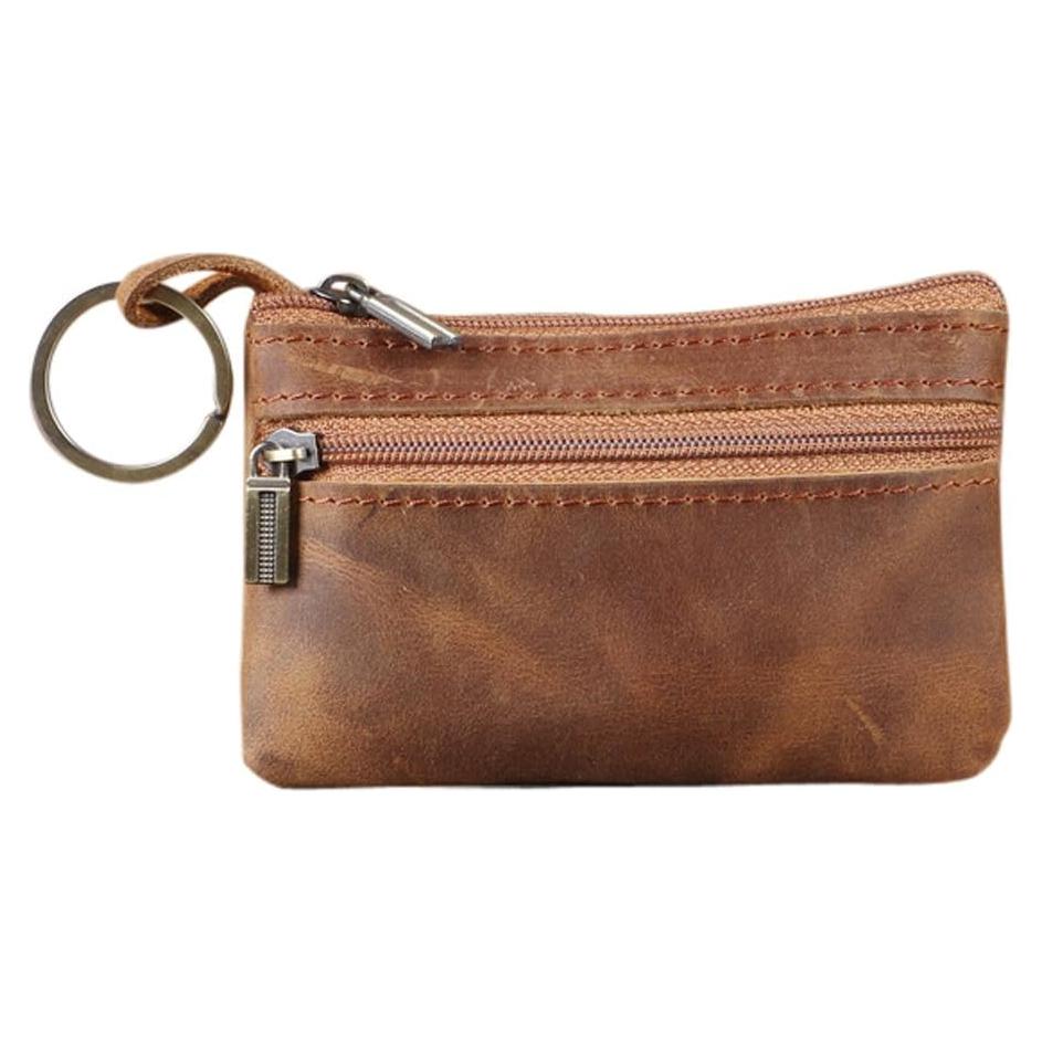 Monedero de cuero genuino para hombres Hersent marrón