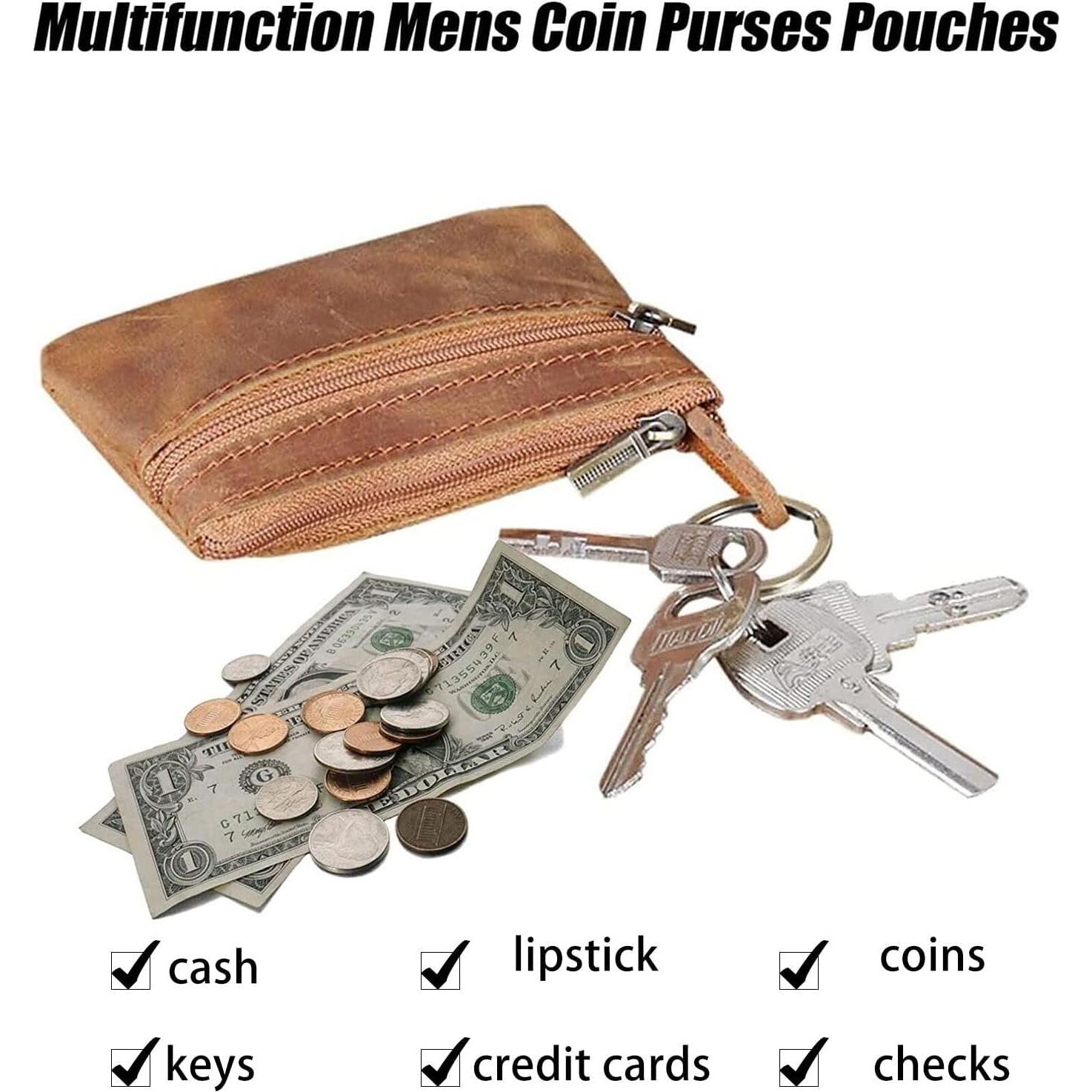 Monedero de cuero genuino para hombres Hersent marrón