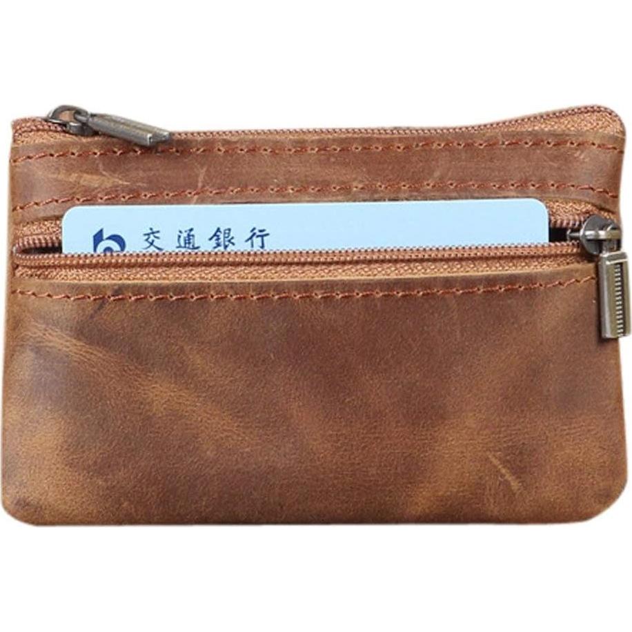 Monedero de cuero genuino para hombres Hersent marrón