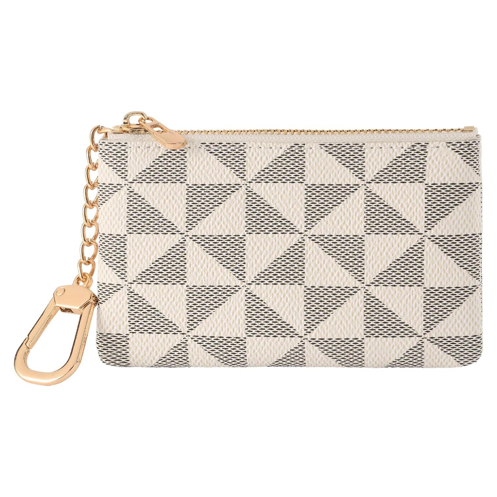 Monedero de Cuero Sintético FOUSIVOU Blanco 12.5x8cm con Llave Cadena