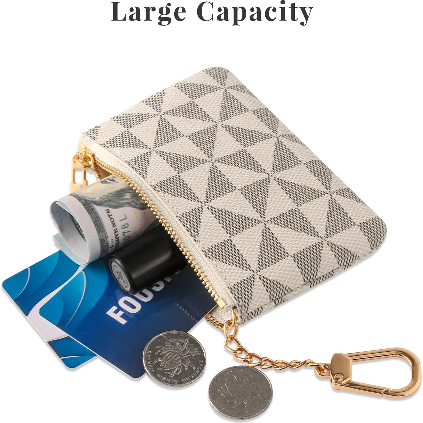 Monedero de Cuero Sintético FOUSIVOU Blanco 12.5x8cm con Llave Cadena