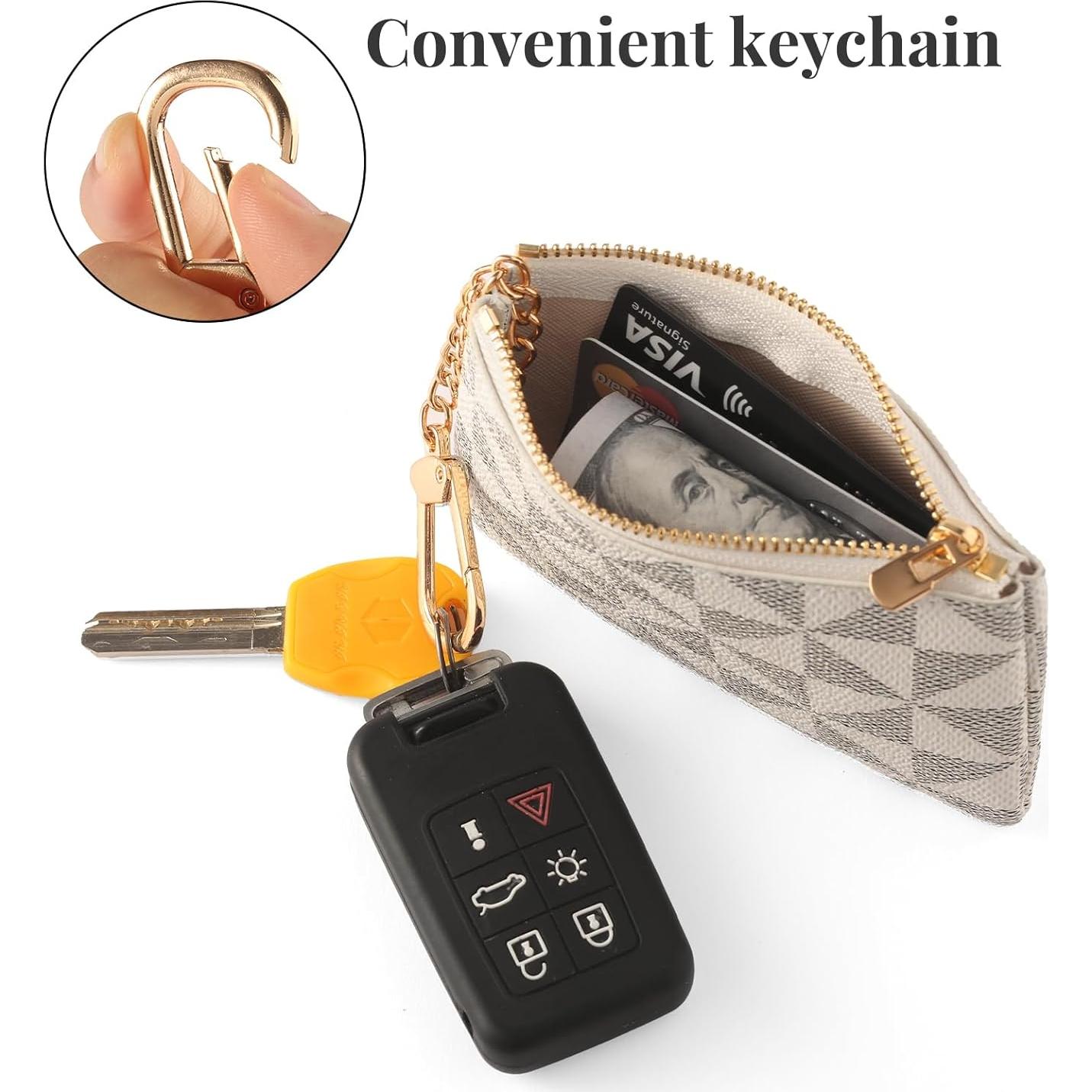 Monedero de Cuero Sintético FOUSIVOU Blanco 12.5x8cm con Llave Cadena