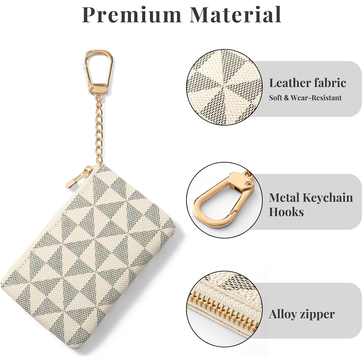 Monedero de Cuero Sintético FOUSIVOU Blanco 12.5x8cm con Llave Cadena