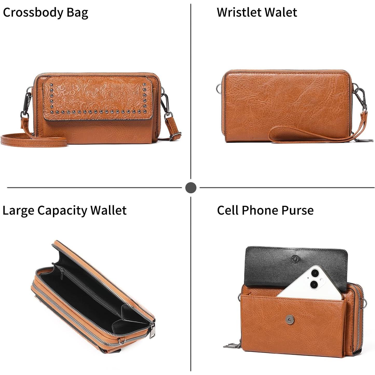 Bolso Cruzado FALAN MULE de Cuero para Mujeres Marrón