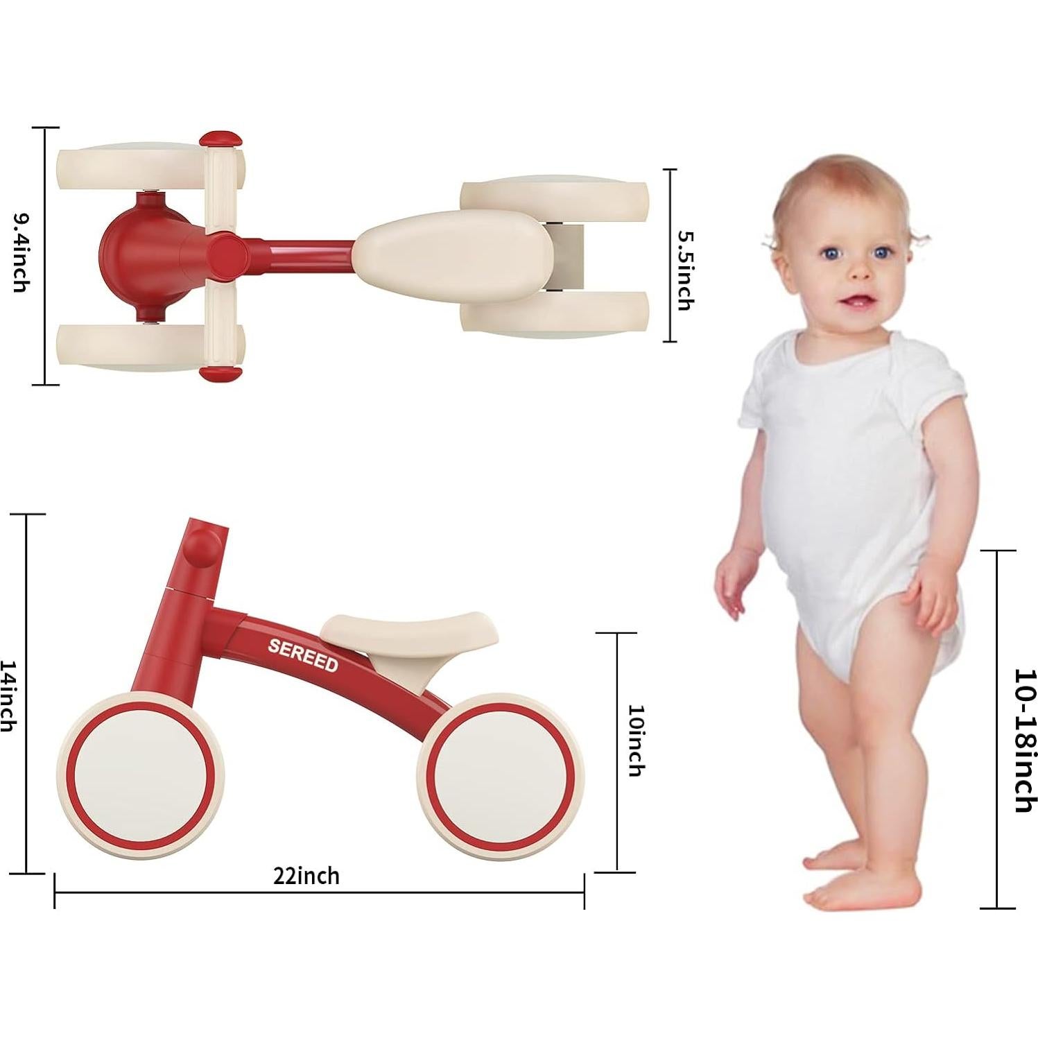 Bicicleta de Equilibrio SEREED UD30 para Bebés 1-2 Años