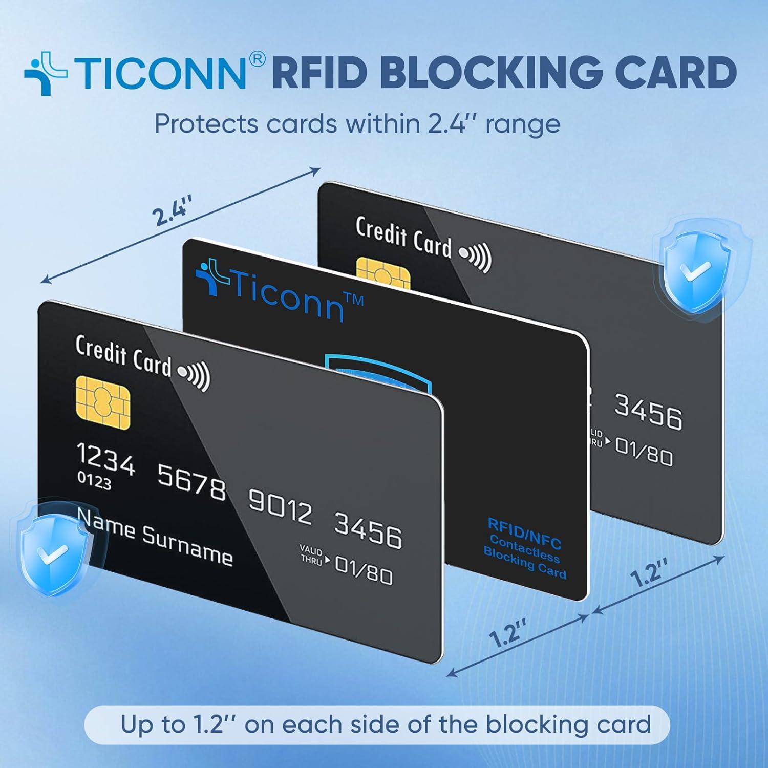 Tarjetas de Bloqueo RFID TICONN - Paquete de 4, Protección Contactless