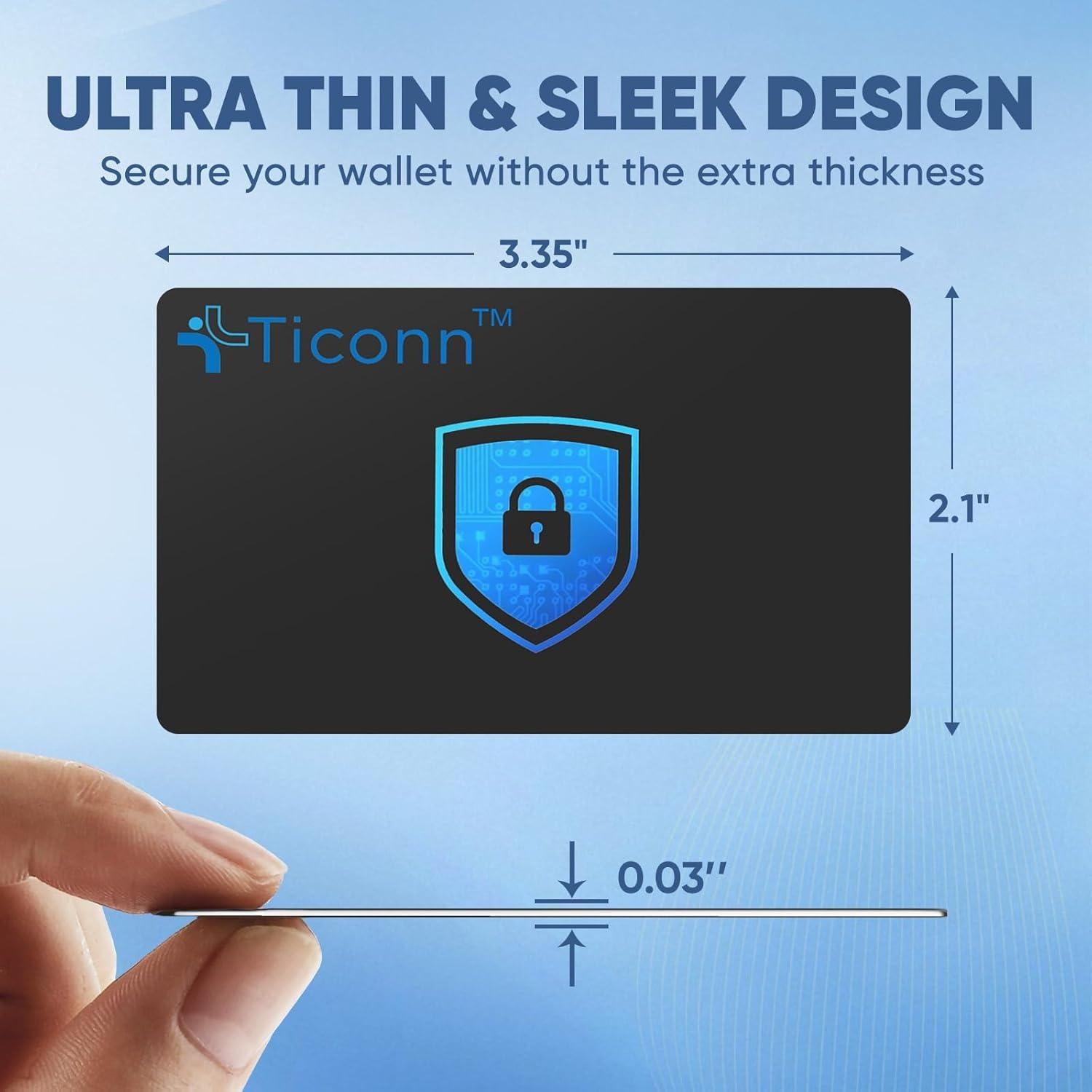 Tarjetas de Bloqueo RFID TICONN - Paquete de 4, Protección Contactless