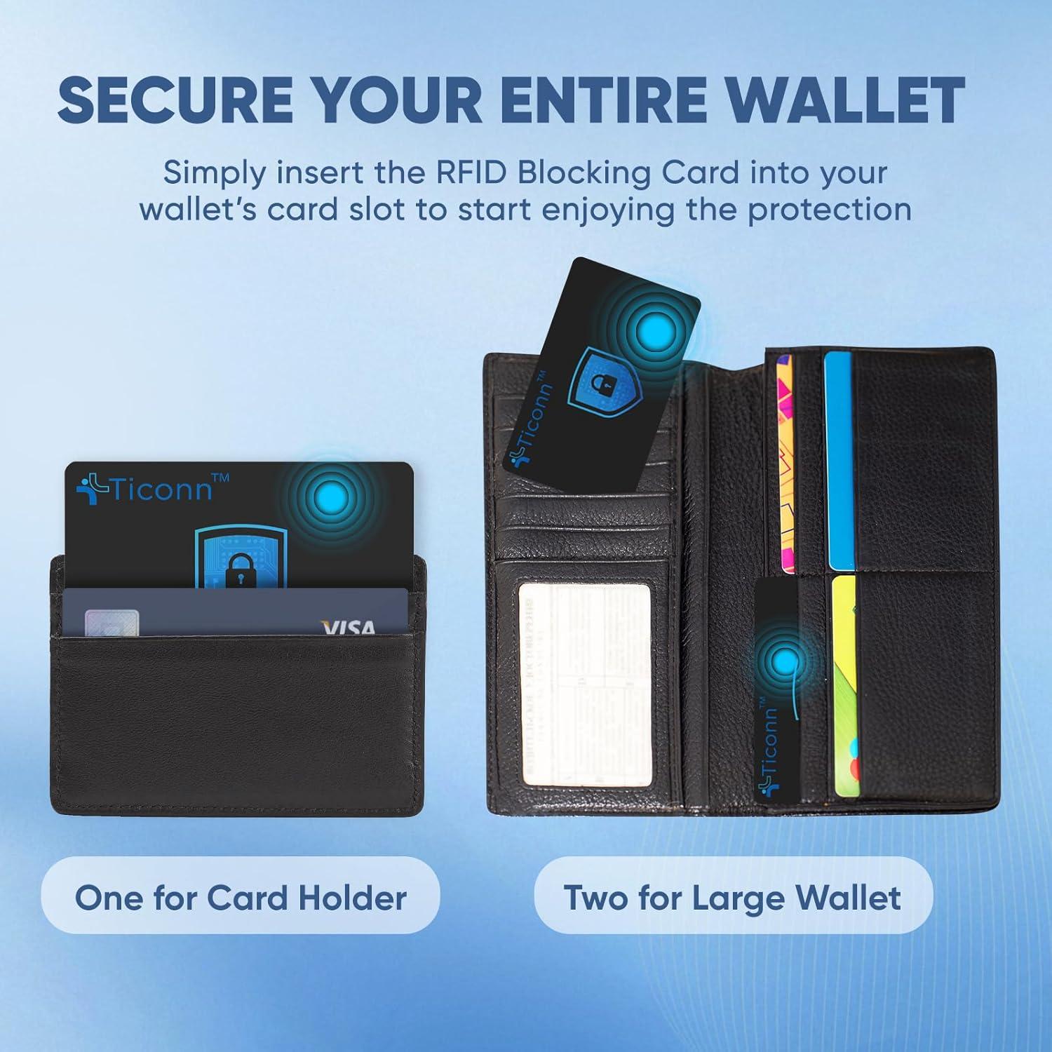 Tarjetas de Bloqueo RFID TICONN - Paquete de 4, Protección Contactless