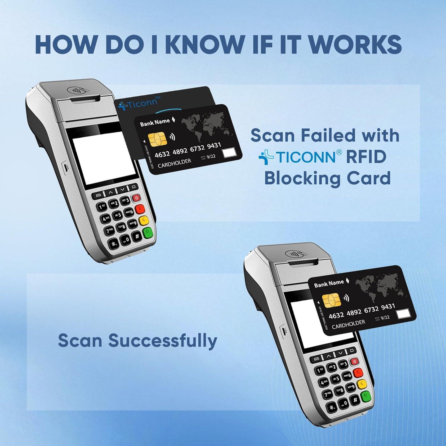 Tarjetas de Bloqueo RFID TICONN - Paquete de 4, Protección Contactless