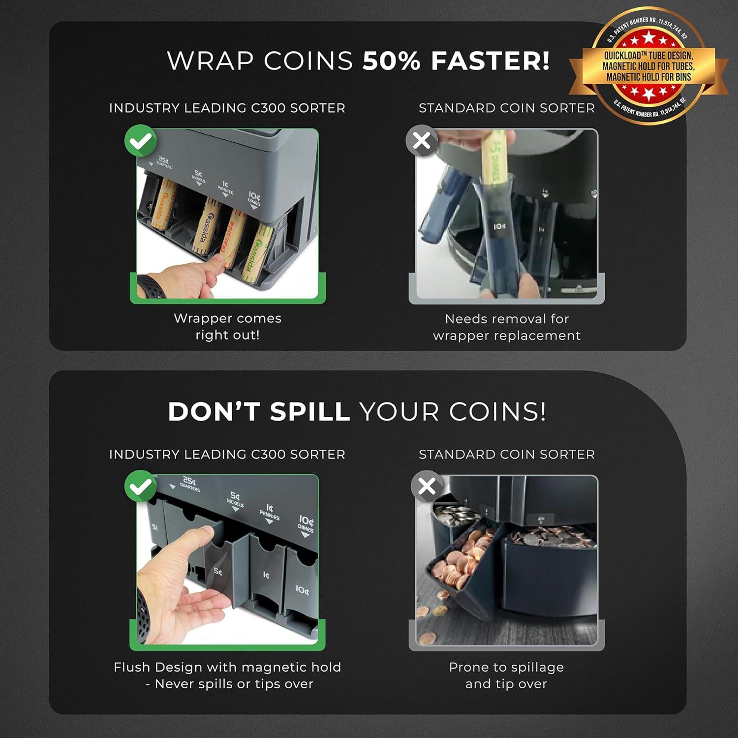 Contador de Monedas Cassida C300 - 300 monedas/min, Gris