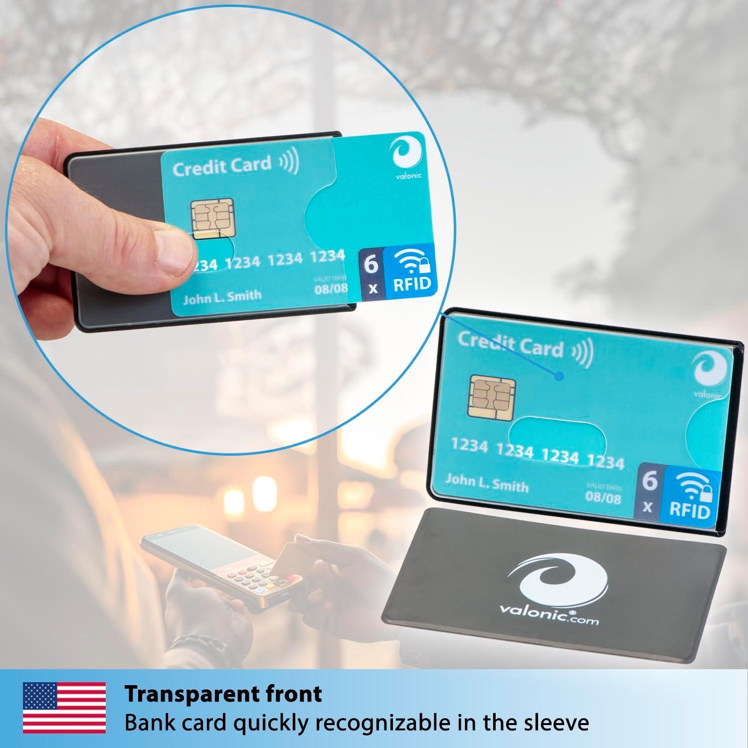 Set de 6 Fundas RFID Valonic - Transparente, Protección Tarjetas