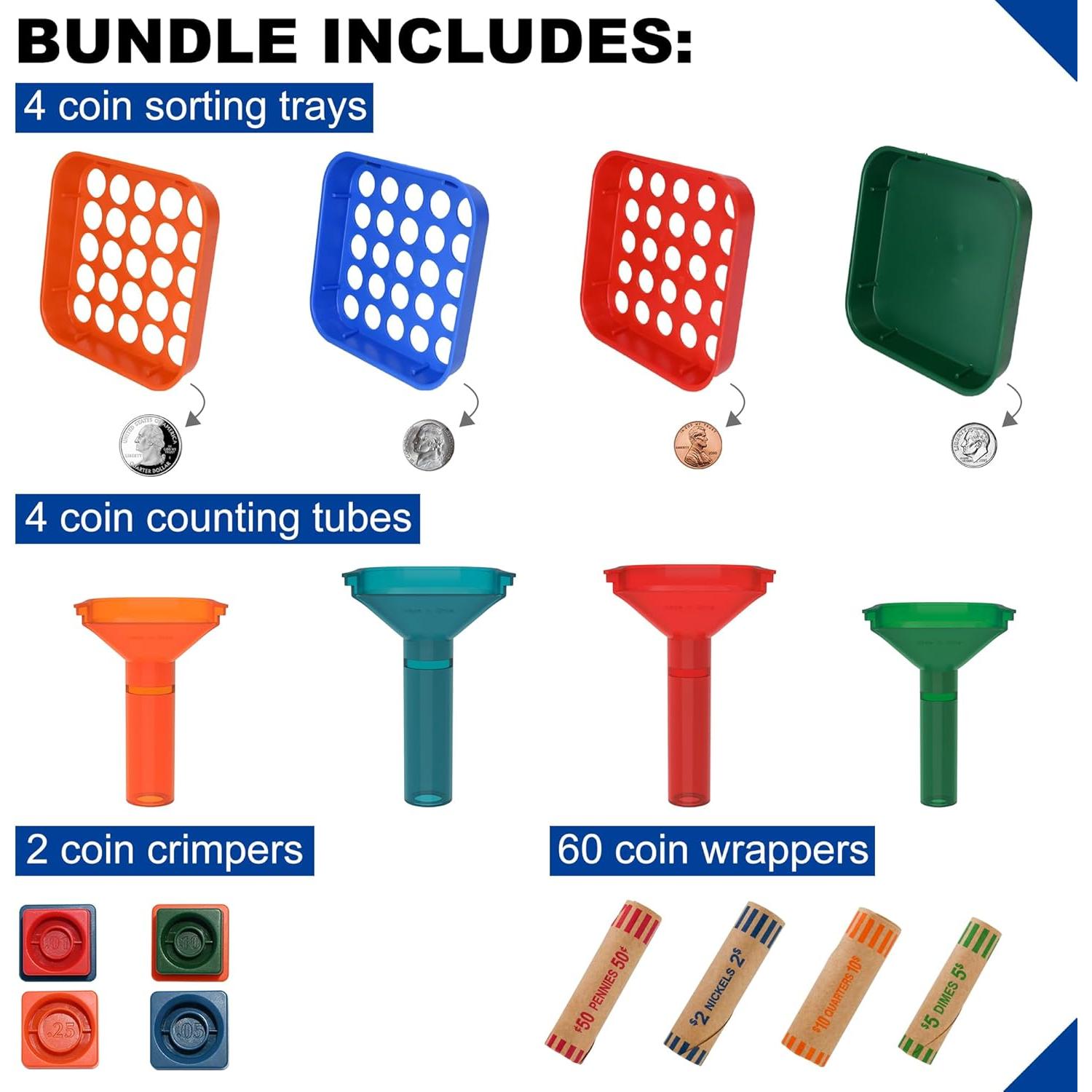 Bandejas y Tubos para Clasificar Monedas ESSENTIAL 60 Piezas