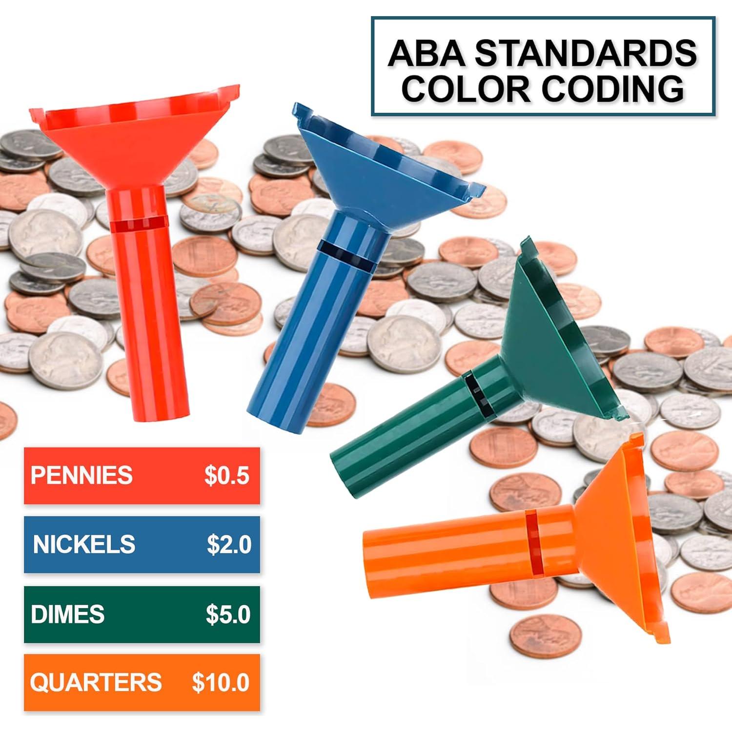 Tubo de conteo de monedas PM Company 4 colores 150 envolturas