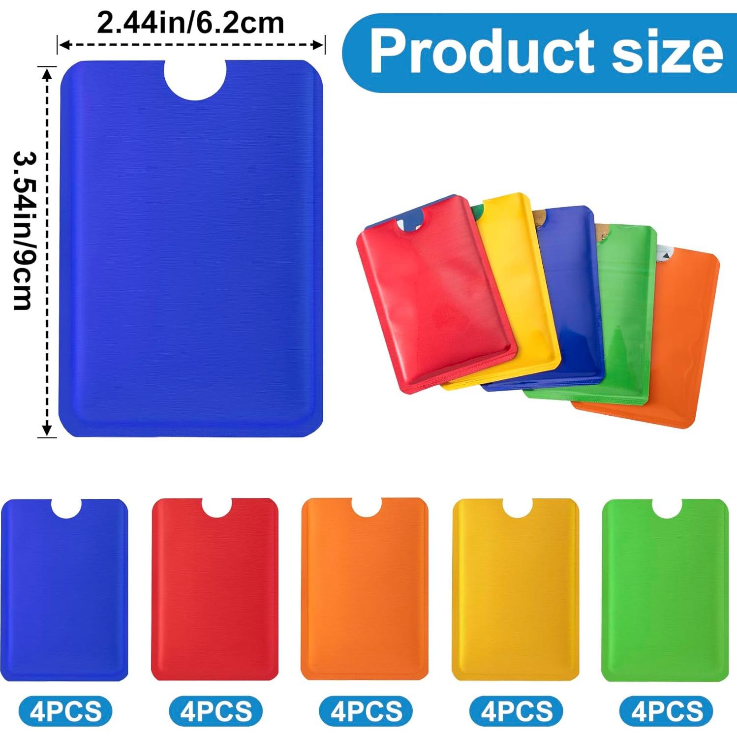 OIIKI 20 Fundas Bloqueadoras RFID Aluminio Coloridas 6.2x9cm