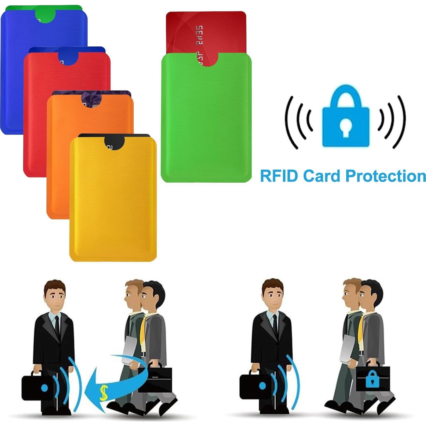 OIIKI 20 Fundas Bloqueadoras RFID Aluminio Coloridas 6.2x9cm