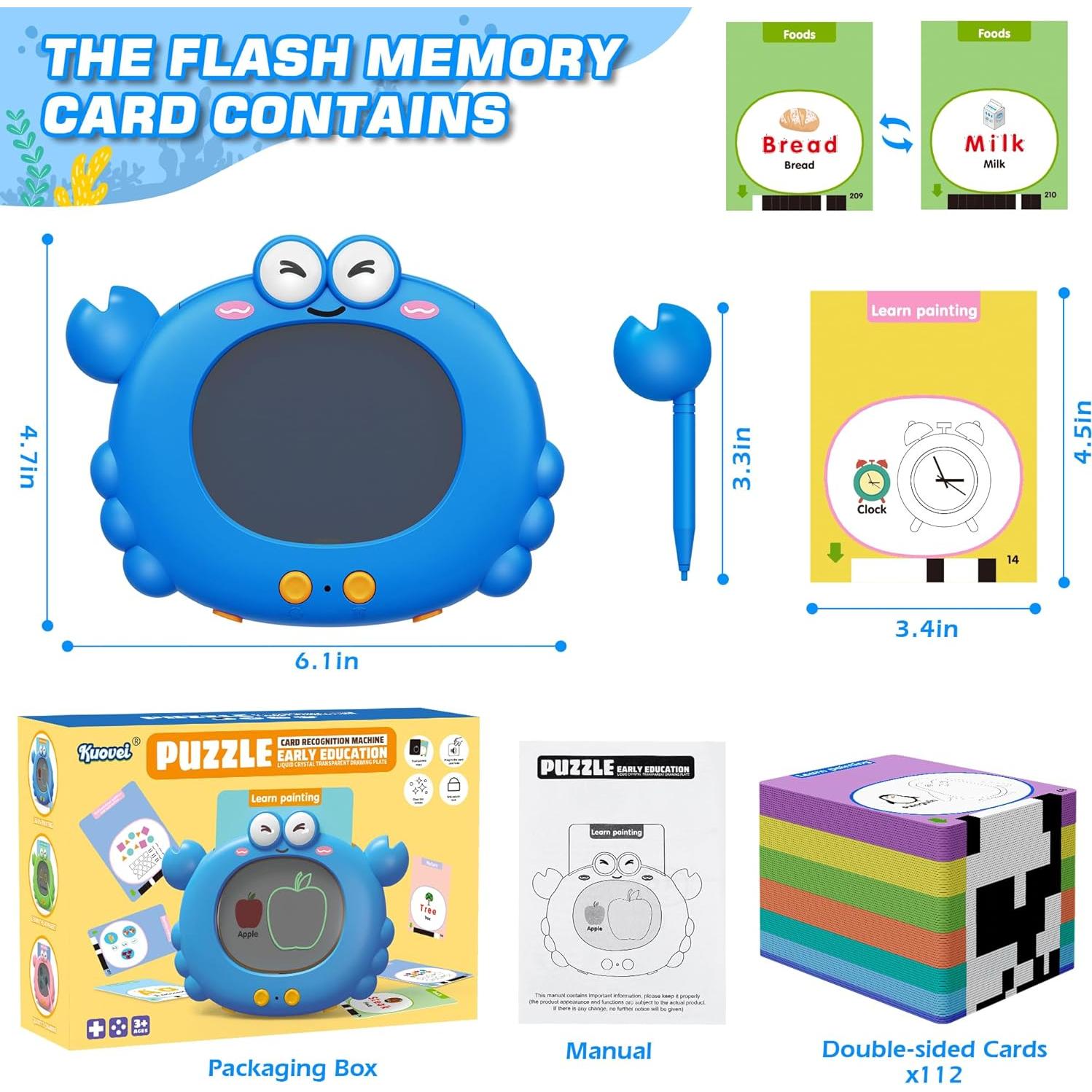 Tarjetas Flash Hablantes Kuovei Cangrejo Azul 224 Páginas