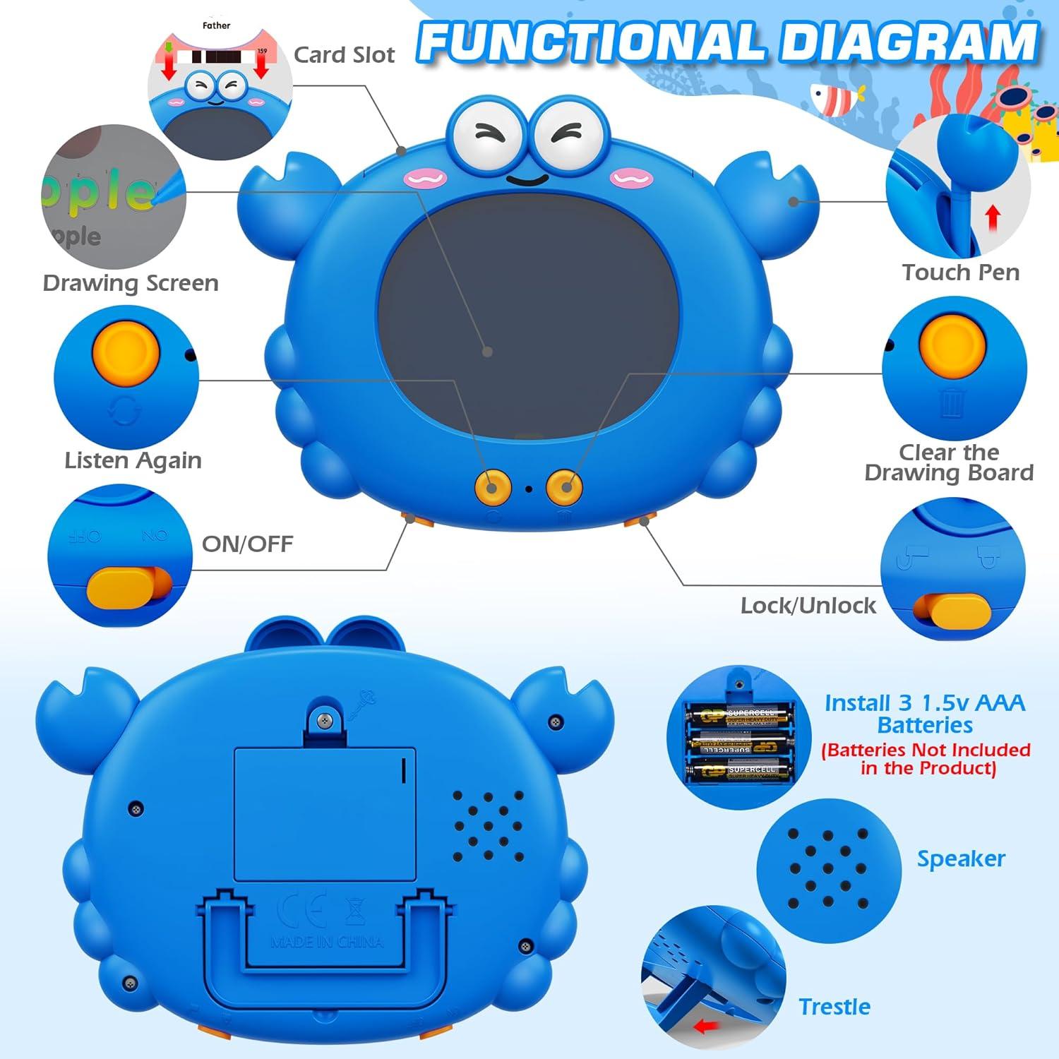 Tarjetas Flash Hablantes Kuovei Cangrejo Azul 224 Páginas