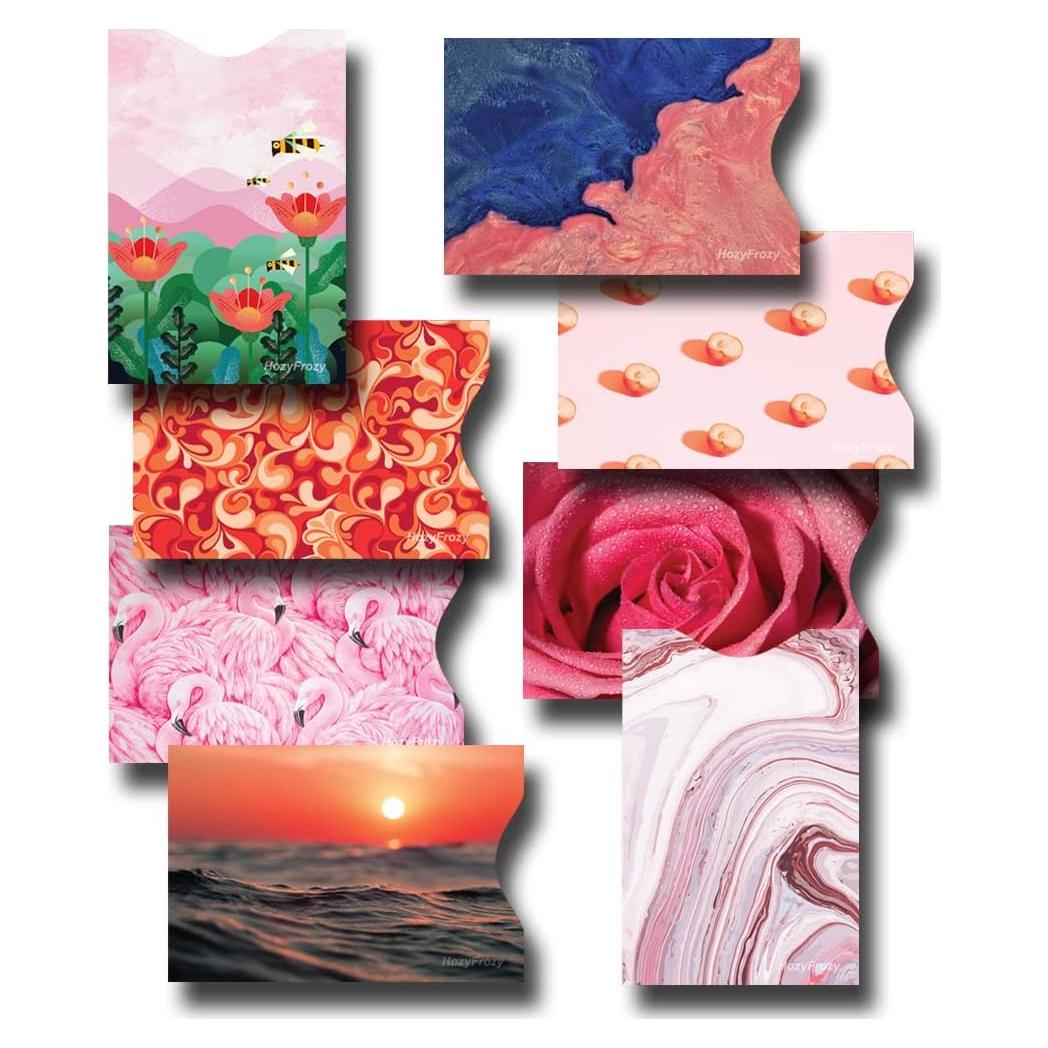 8 Fundas Bloqueadoras RFID PokCat - Protección Tarjetas Créd. Rojo/Rosa