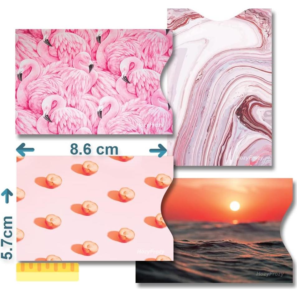 8 Fundas Bloqueadoras RFID PokCat - Protección Tarjetas Créd. Rojo/Rosa