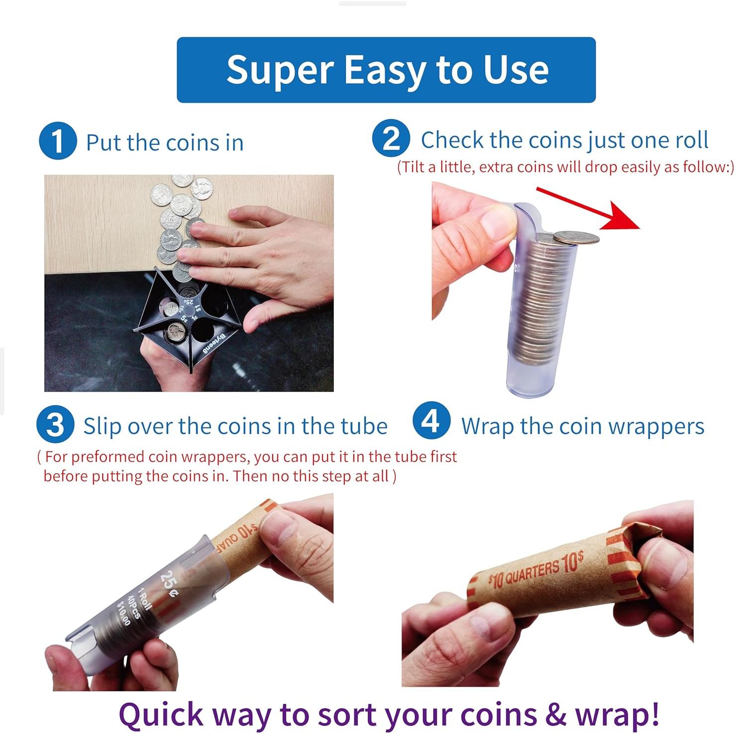 Contador de Monedas 5 en 1 Byteen8 Negro - Organizador y Clasificador