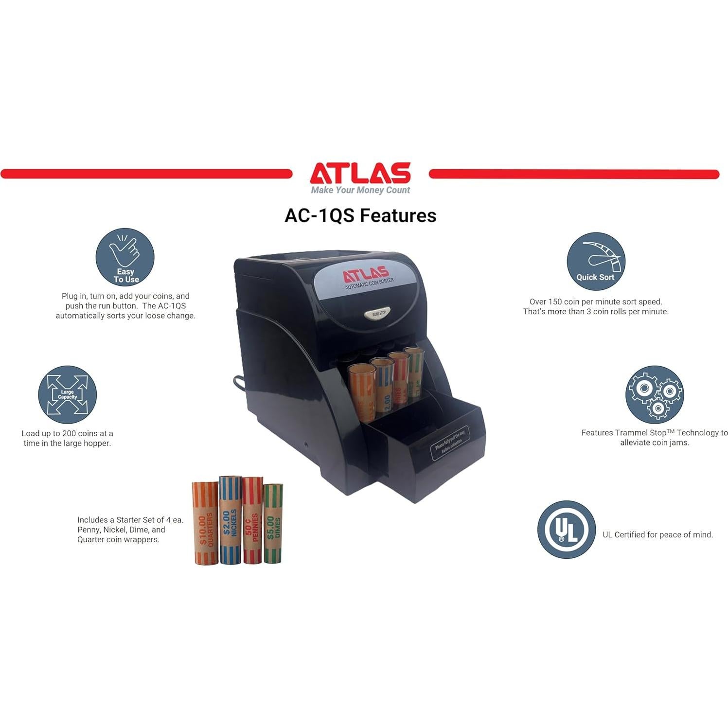 Clasificador Automático de Monedas Atlas AC-1QS, 156 Monedas/min