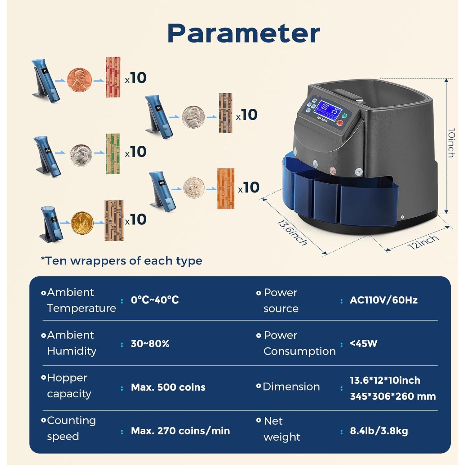 Máquina Contadora de Monedas Bonvoisin Roy-60-MLY 270 monedas/min