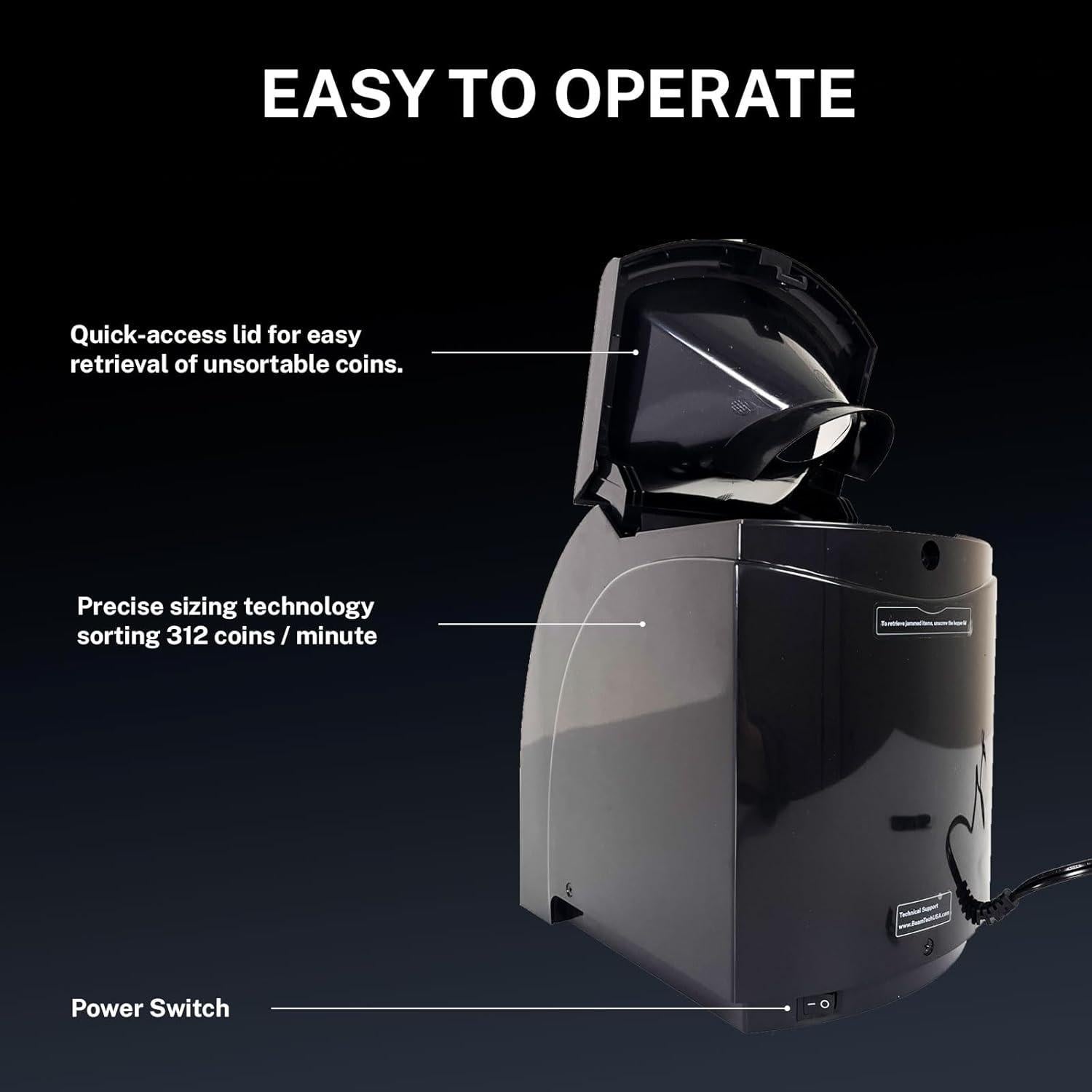 Clasificador de Monedas Eléctrico Beam CSD-2000 con Pantalla Digital