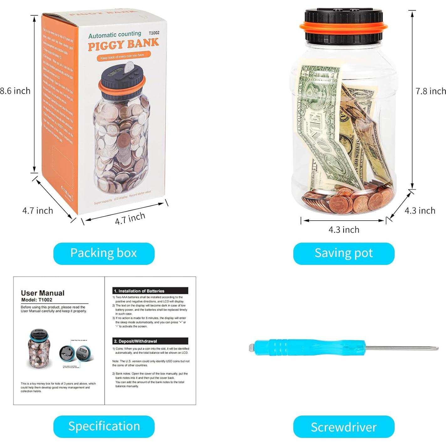 Alcancía Digital Qiekaka con Contador LCD para Monedas