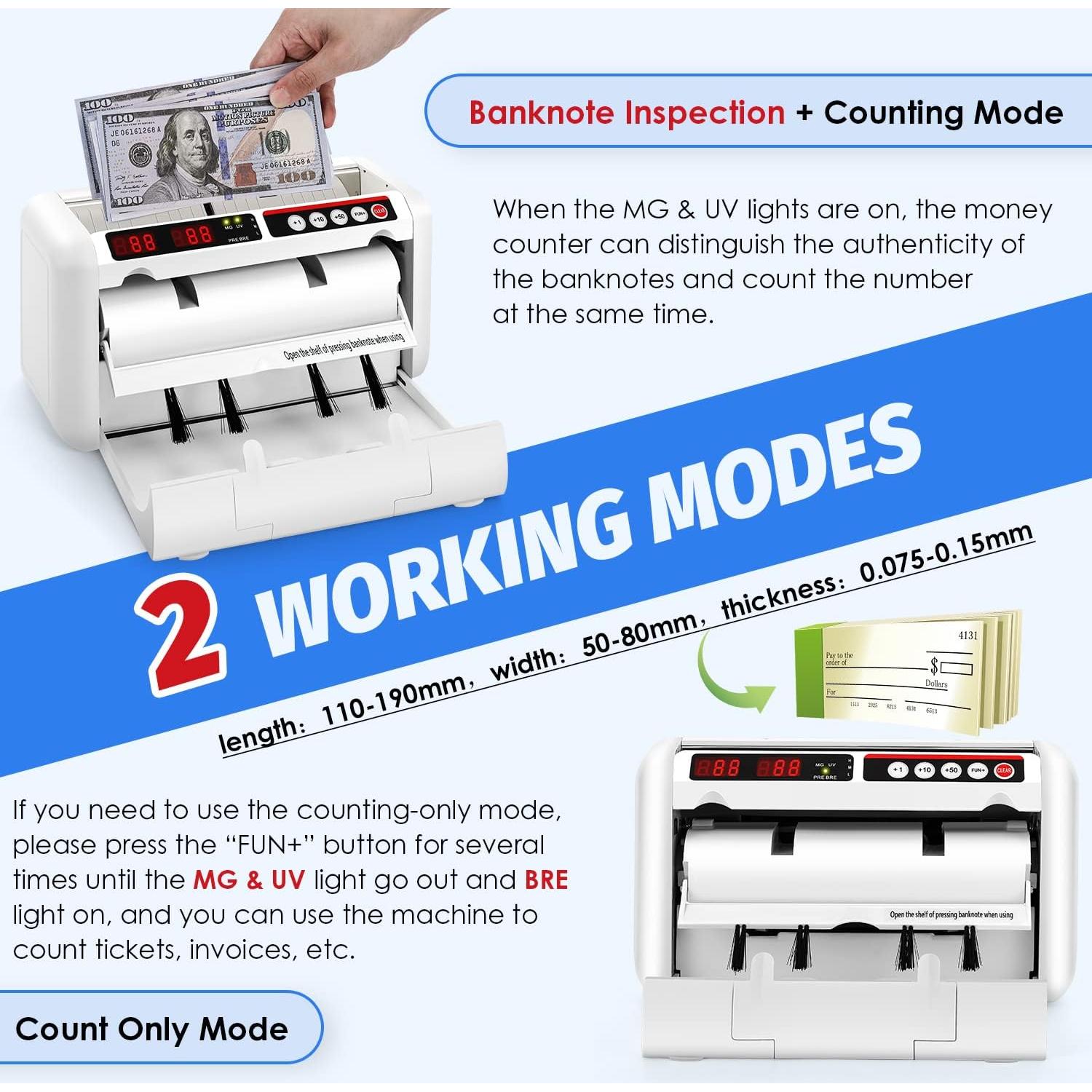 Contadora de Billetes Portátil Frifreego con Detección UV 800pcs/min