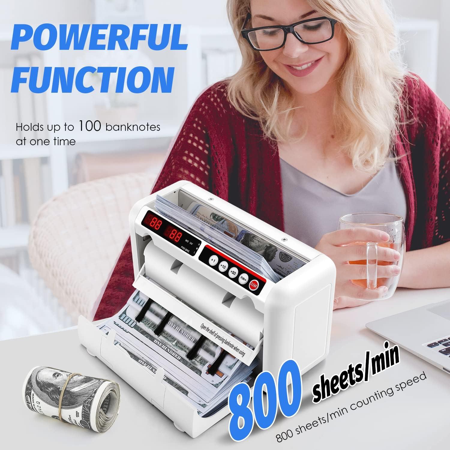 Contadora de Billetes Portátil Frifreego con Detección UV 800pcs/min