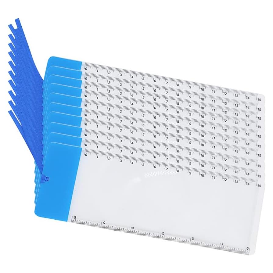 Regla con Lupa RHCXCYTJ 10PCS Aumento 3X PVC Azul