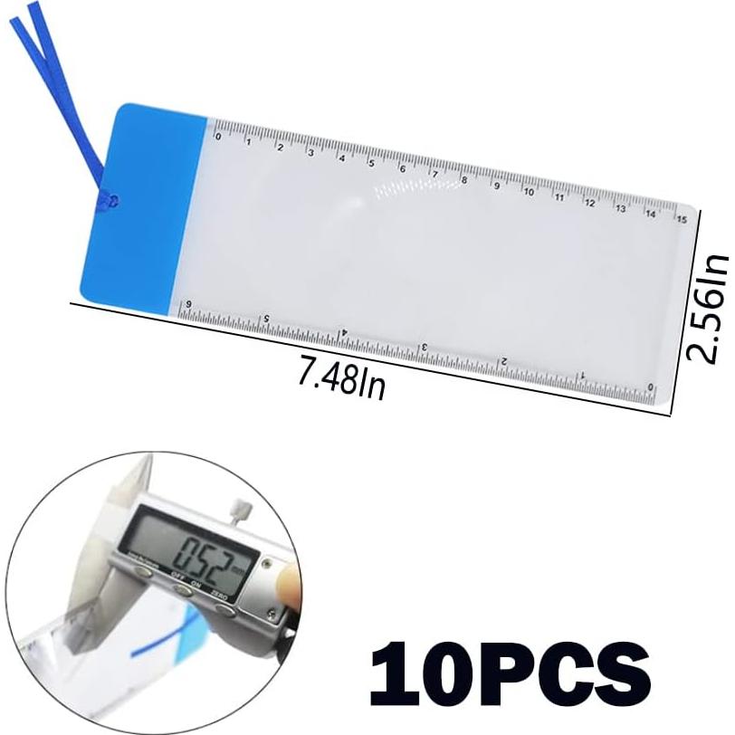 Regla con Lupa RHCXCYTJ 10PCS Aumento 3X PVC Azul