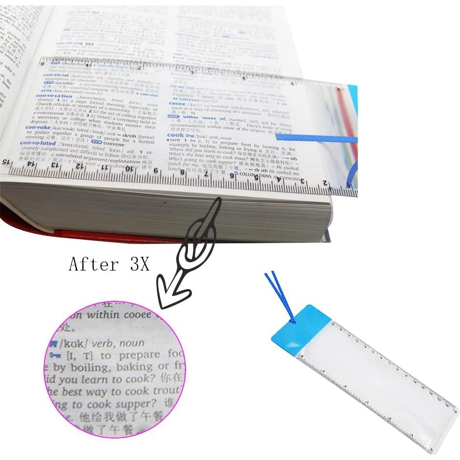 Regla con Lupa RHCXCYTJ 10PCS Aumento 3X PVC Azul