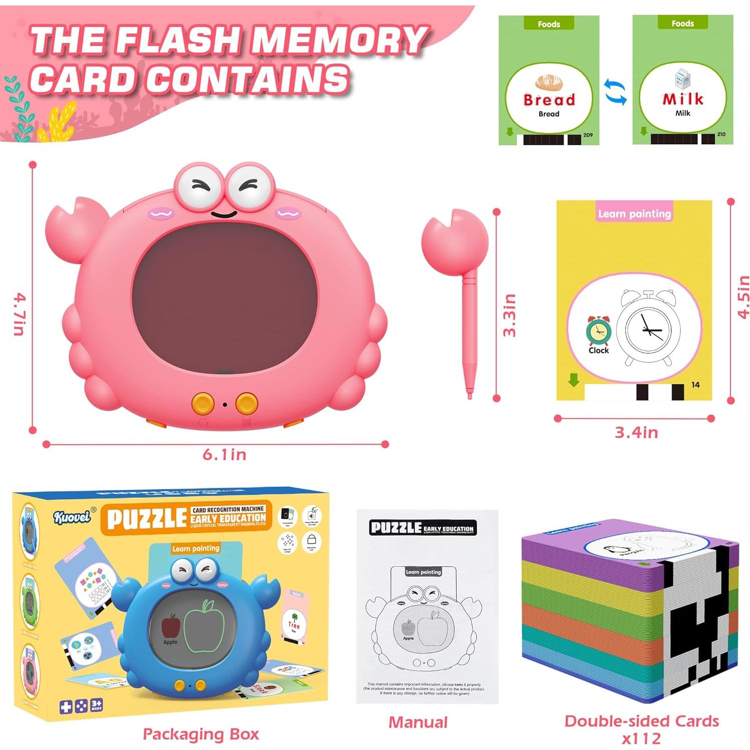 Tarjetas Flash Habladoras Kuovei Cangrejo Rosa 224 Páginas