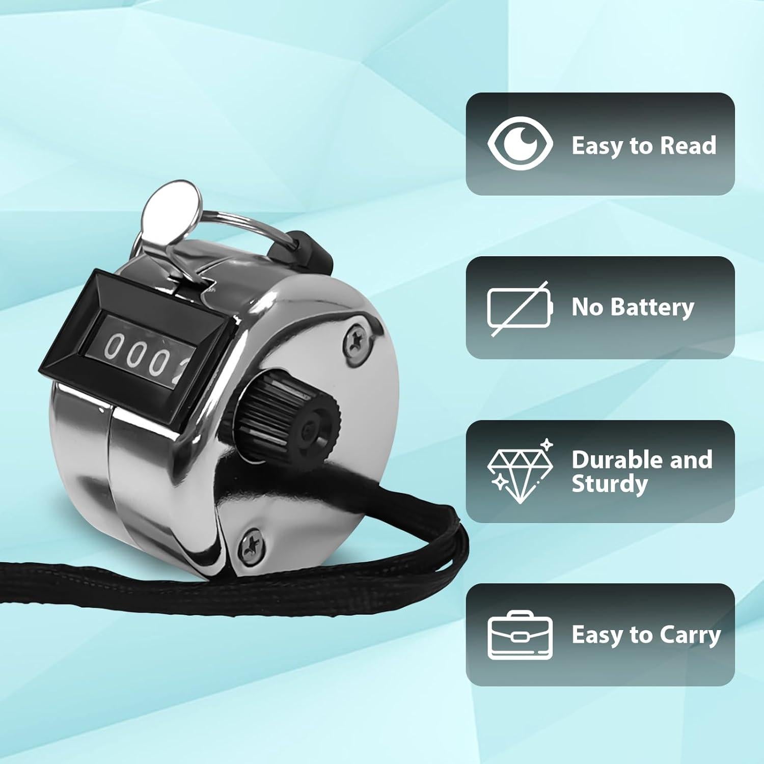 Paquete de 6 Contadores de Clicker POXXU de Metal 4 Dígitos